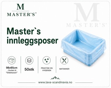 50 stk Master's® Premium innleggsposer 98×65 cm | 40 my | Til Gildekasser, kjøttkasser og Eurokasser