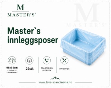 25 stk Master's® Premium innleggsposer 98×65 cm | 40 my | Til Gildekasser, kjøttkasser og Eurokasser